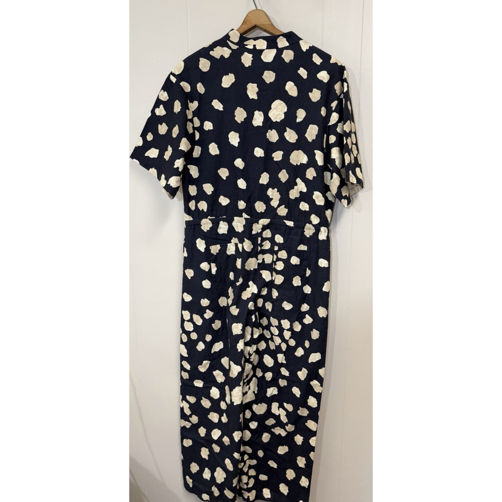The Kit Anthropologie Issa Jumpsuit in Shoreline Sz Small Blue Tan 100% Cotton - Picture 5 of 14